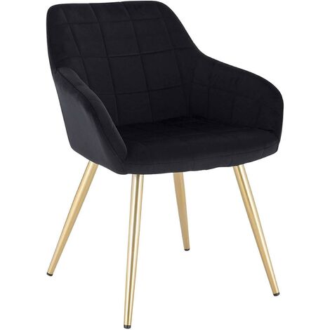 Chaise de salle à manger en velours pieds dorés noir
