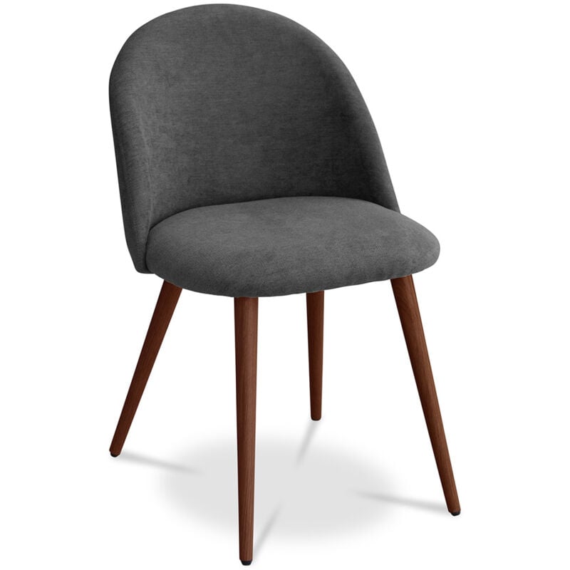 Privatefloor - Chaise de salle à manger - Tapissée en tissu - Style scandinave - Evelyne Gris foncé