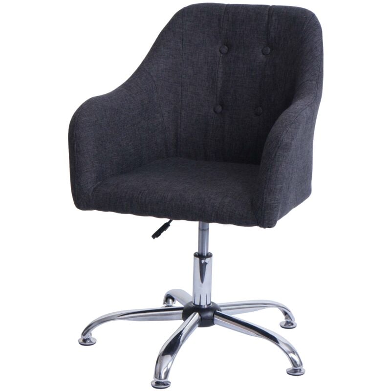 Chaise de salle à manger fauteuil de bureau avec accoudoir siège rotatif réglable en hauteur métal et tissu gris foncé 040006346
