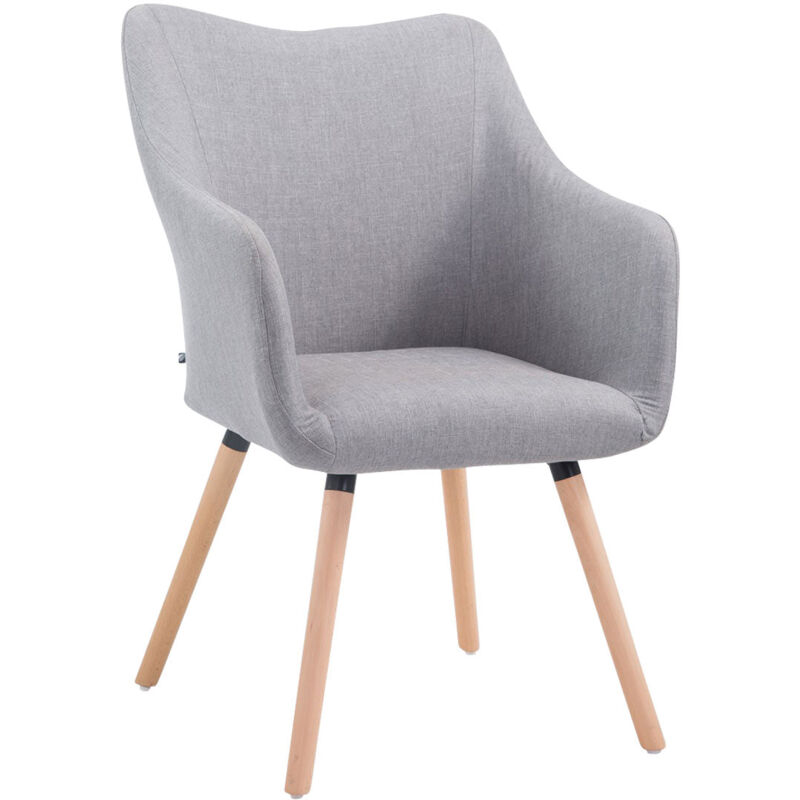 Décoshop26 - Chaise de salle à manger fauteuil de coiffeuse chambre design scandinave en tissu gris pieds clair 100003413