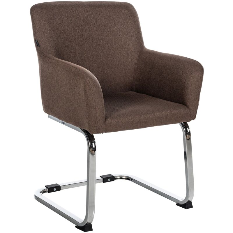 Décoshop26 - Chaise de salle à manger fauteuil sans roulettes design moderne en tissu marron et cadre en acier inoxydable 100003795