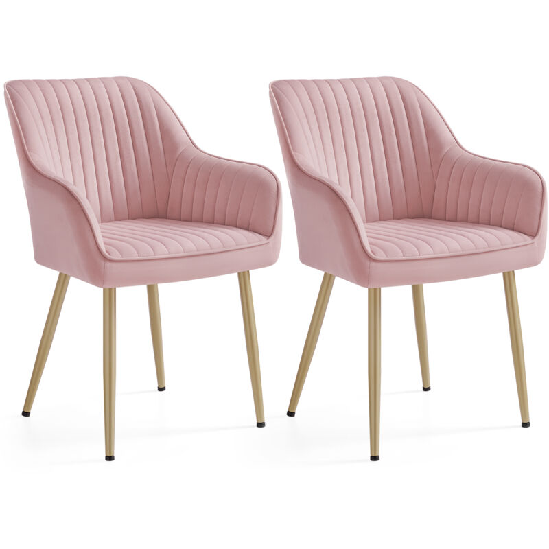 Songmics - Chaise Salle à Manger, lot de 2, Chaise de Cuisine, Fauteuil en Velours, Rembourrée, avec Accoudoirs, Charge Max. 120 kg, Pieds en Métal,