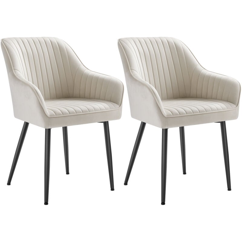 Songmics - Chaise Salle à Manger, lot de 2, Chaise de Cuisine, Fauteuil en Velours, Rembourrée, avec Accoudoirs, Charge Max. 120 kg, Pieds en Métal,