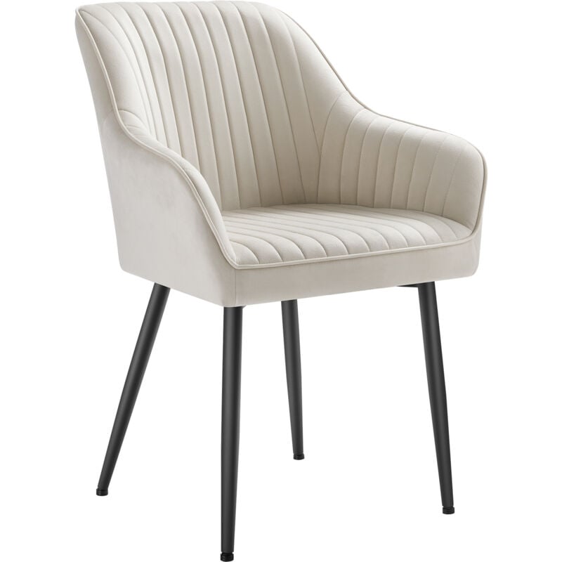 Songmics - Chaise Salle à Manger, Chaise de Cuisine, Fauteuil en Velours, Rembourrée, avec Accoudoirs, Charge Max. 120 kg, Pieds en Métal, pour Salle
