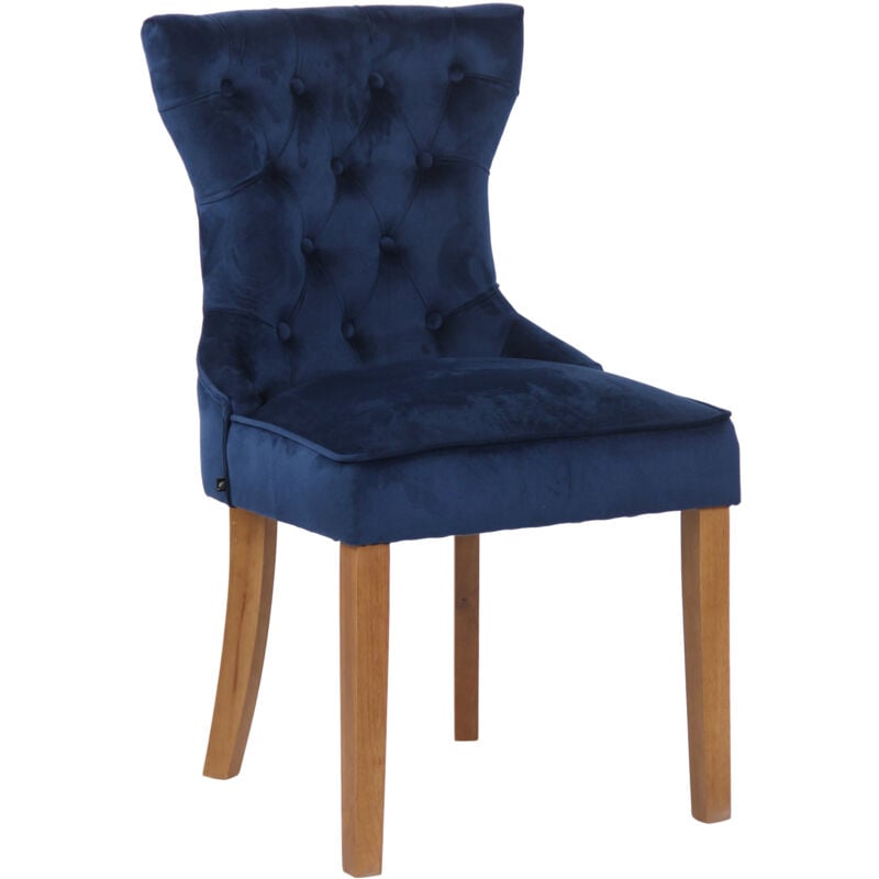 CLP - Chaise de salle à manger Franca en Velours et pieds en bois de caoutchouc Bleu Antique clair