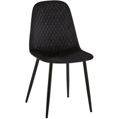 Chaise de salle à manger Giverny avec Piètement en métal noir Velours Noir