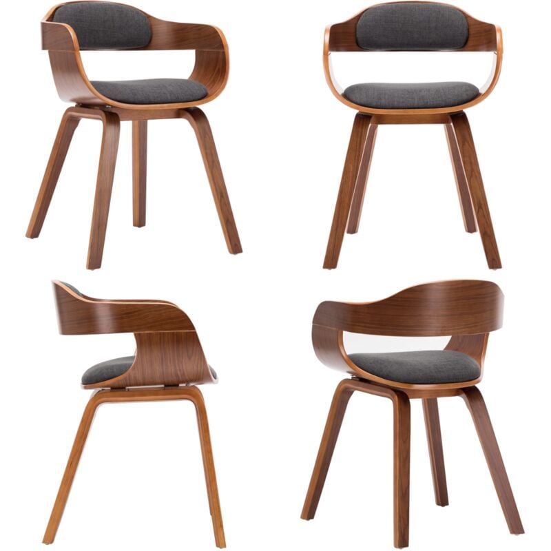 Chaise de salle à manger Gris foncé Tissu et bois courbé - Chaises De Salle à Manger - Chaise Design - Chaise Moderne - Chaise Confortable - Chaise