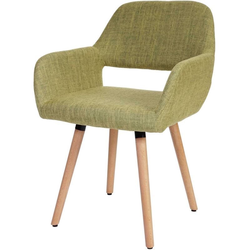 HHG - jamais utilisé] Chaise de salle à manger Altena ii, fauteuil, design rétro des années 50, tissu, vert clair