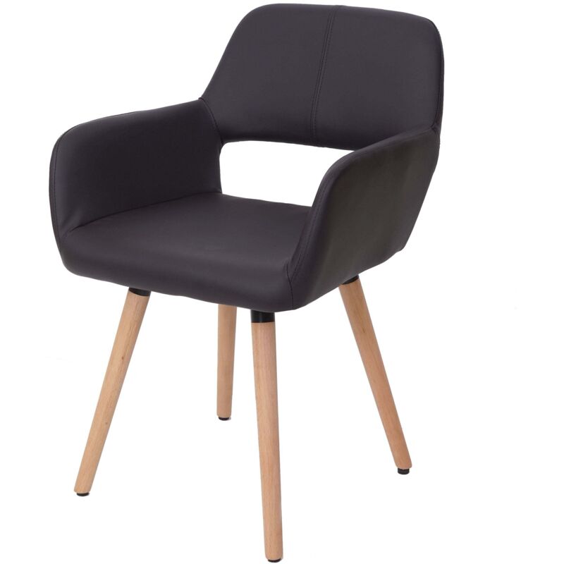 HHG - jamais utilisé] Chaise de salle à manger 428 ii, fauteuil, design rétro des années 50, similicuir, marron