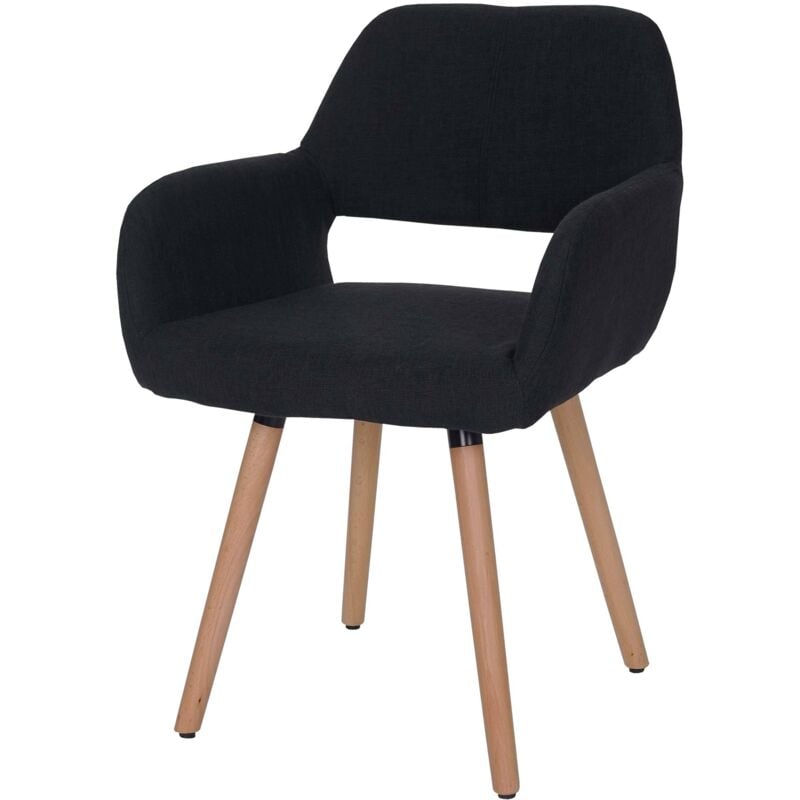 HHG - Chaise de salle à manger Altena ii, fauteuil, tissu, noir
