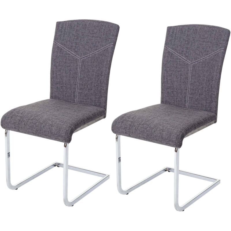 HHG - Chaise de salle à manger 524, chaise cantilever, chaise de cuisine/conférence, tissu, gris