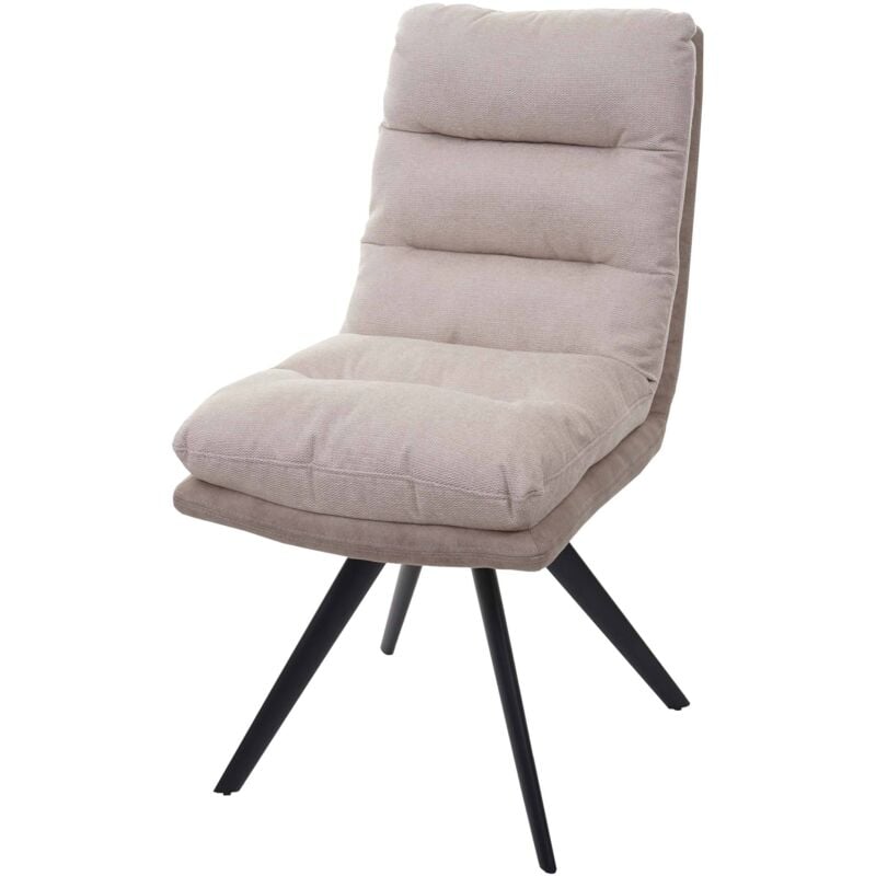 Chaise de salle à manger HHG 847, chaise de cuisine chaise, pivotante Auto-Position tissu/textile, crème