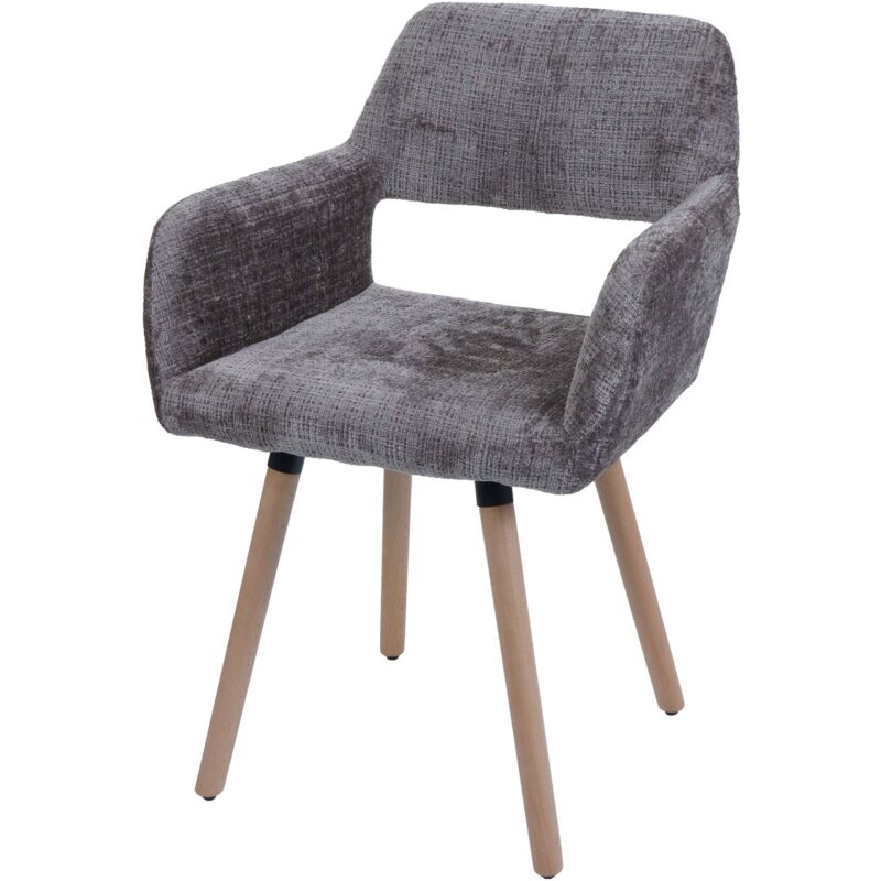 Chaise de salle à manger HHG 867 ii, chaise de cuisine chaise rembourrée, bois tissu/textile chenille (465g/m²) mvg, marron Chaise de salle à manger HHG 867 ii, chaise de cuisine chaise rembourrée, bois tissu/textile chenille (465g/m²) mvg, marron