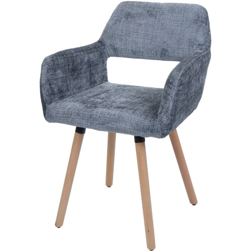 HHG - Chaise de salle à manger 867 ii, chaise de cuisine chaise rembourrée, bois tissu/textile chenille (465g/m²) mvg, gris foncé