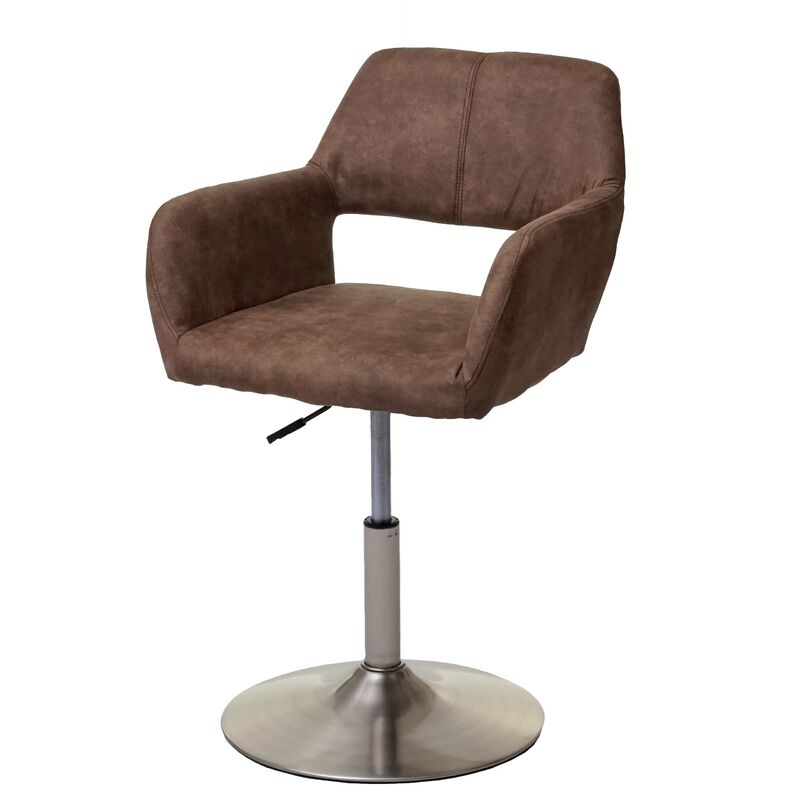 [jamais utilisé] chaise de salle à manger hhg-934 iii, style rétro années 50, tissu marron vintage, pied en métal brossé - brown