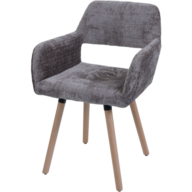 HW - Chaise de salle à manger C-A50 ii, chaise de cuisine chaise rembourrée, bois tissu/textile chenille (465g/m²) mvg ma