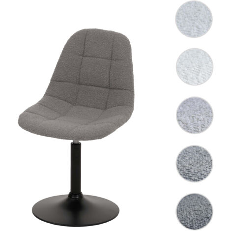 Chaise de salle à manger HWC-A60, chaise de cuisine chaise pivotante, acier MVG tissu/textile bouclé (450g/m²)  gris