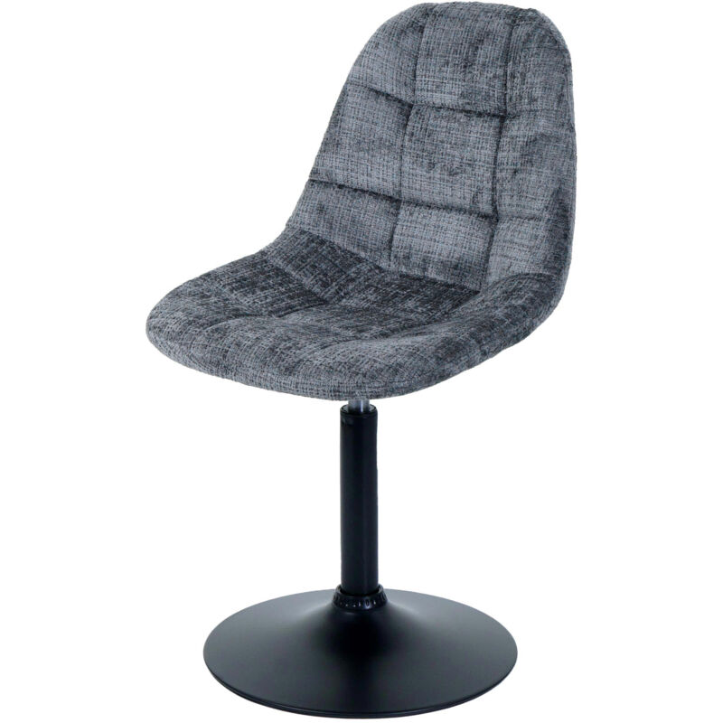 HW - Chaise de salle à manger C-A60, chaise de cuisine chaise pivotante, acier mvg tissu/textile chenille (465g/m²) gris