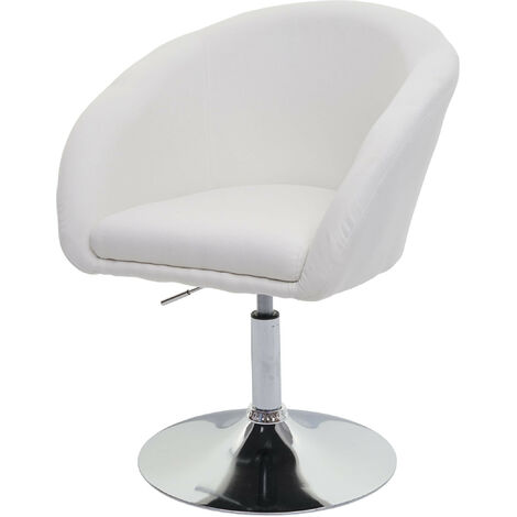 Chaise de salle à manger HWC-F19 - chaise de cuisine chaise pivotante fauteuil lounge tissu/textile crème-blanc