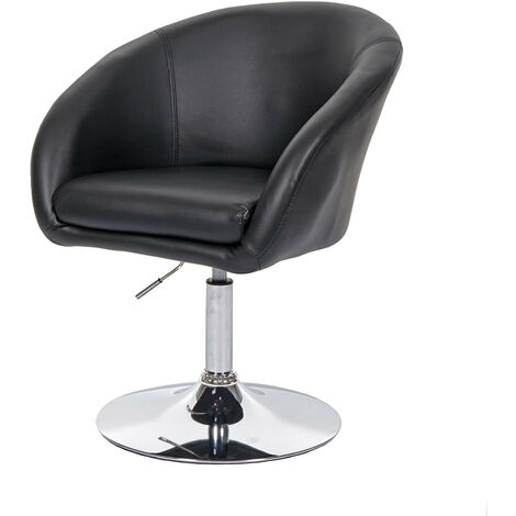 Chaise de salle à manger HWC-F19, fauteuil pivotant, salon, réglable en hauteur, similicuir - noir