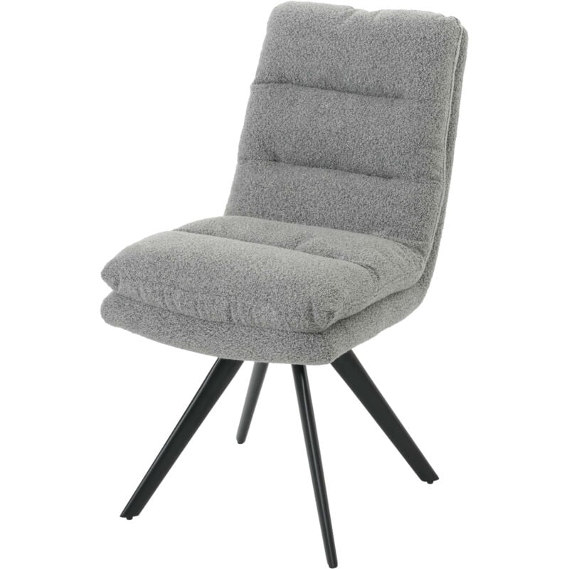 Chaise de salle à manger HW C-G66, chaise de cuisine pivotante Auto-Position Tissu/Textile Bouclé mvg gris clair