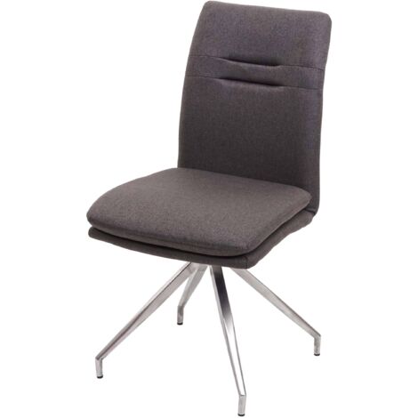 Chaise de salle à manger HWC-H70 tissu acier inoxydable brossé gris-brun