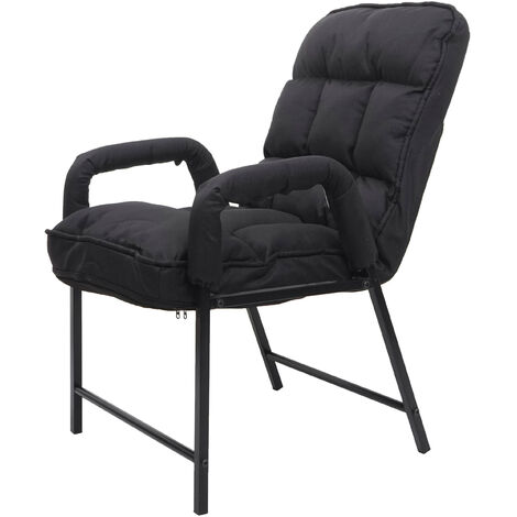 Chaise de salle à manger HWC-K40 capacité de charge 160kg dossier réglable métal - tissu/textile noir