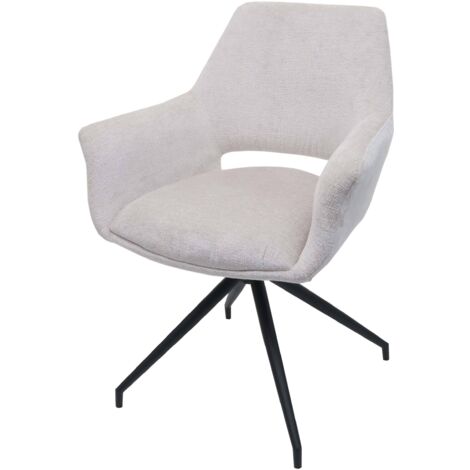 Chaise de salle à manger HWC-M53, chaise de cuisine rembourrée avec accoudoirs, pivotante Auto-Position, métal tissu/tex