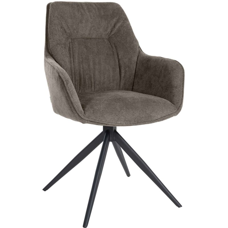 Décoshop26 - Chaise de salle à manger pivotant avec accoudoirs x1 en tissu gris foncé et piètement en métal noir 100002043