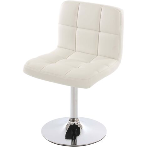 Chaise de salle à manger Kavala, chaise de cuisine, pivotante, simili cuir blanc base chromée