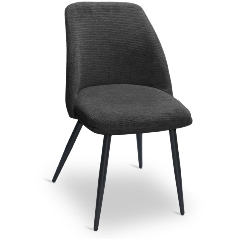 Chaise de salle à manger Kety en microfibre gris foncé avec pieds en métal noir Chaise de salle à manger Kety en microfibre gris foncé avec pieds en métal noir