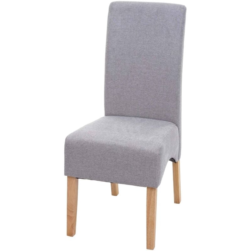 HHG - jamais utilisé] Chaise de salle à manger Latina, chaise de cuisine, tissu/textile, gris clair, pieds clairs