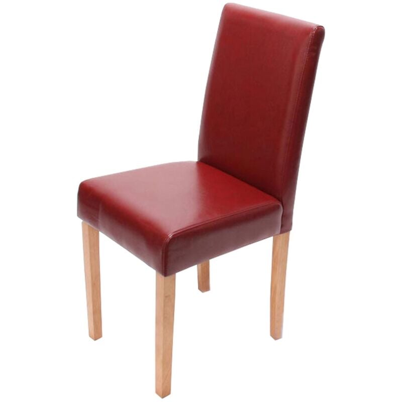 Jamais utilisé] Chaise de salle à manger Littau, chaise de cuisine, cuir, rouge, pieds clairs