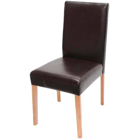 Chaise de salle à manger Littau, chaise de cuisine, cuir - marron, pieds foncés