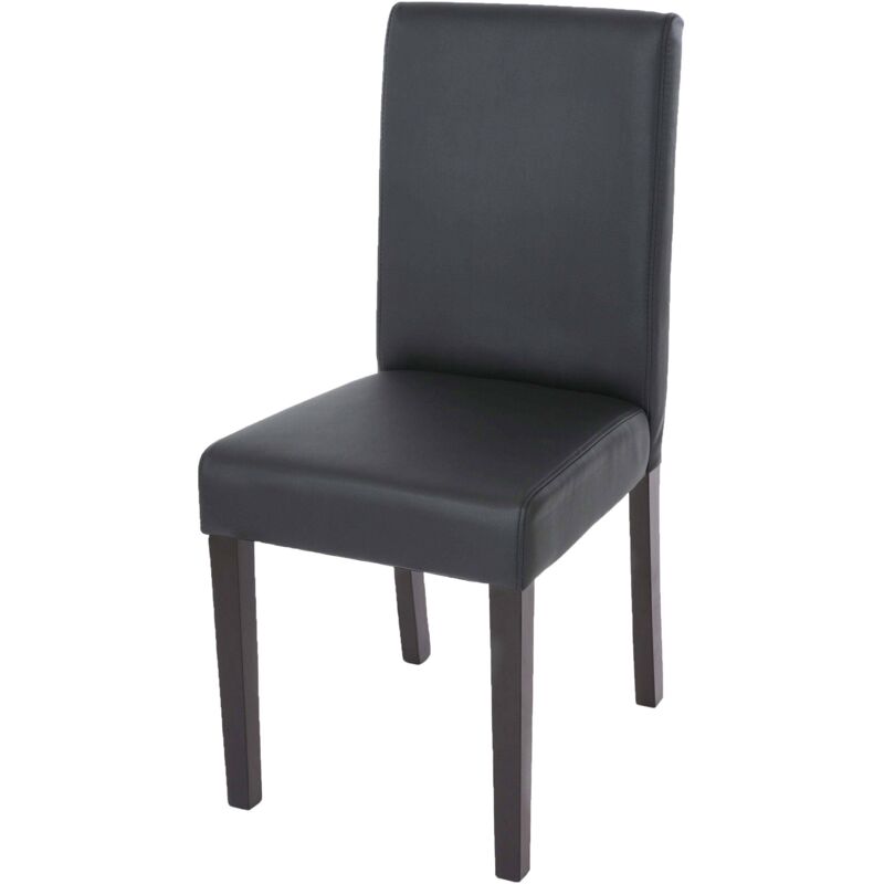 [JAMAIS UTILISÉ] Chaise de salle à manger Littau, chaise de cuisine, similicuir, noir mat, pieds foncés