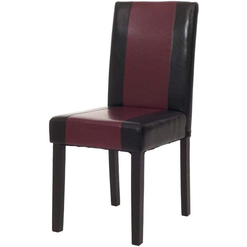 [JAMAIS UTILISÉ] Chaise de salle à manger Littau, chaise de cuisine, similicuir, noir/rouge, pieds foncés