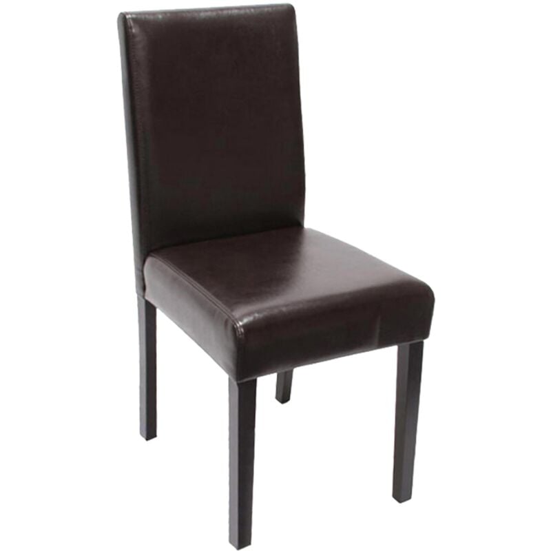 HHG - jamais utilisé] Chaise de salle à manger Littau, chaise de cuisine, simlicuir, marron, pieds foncés