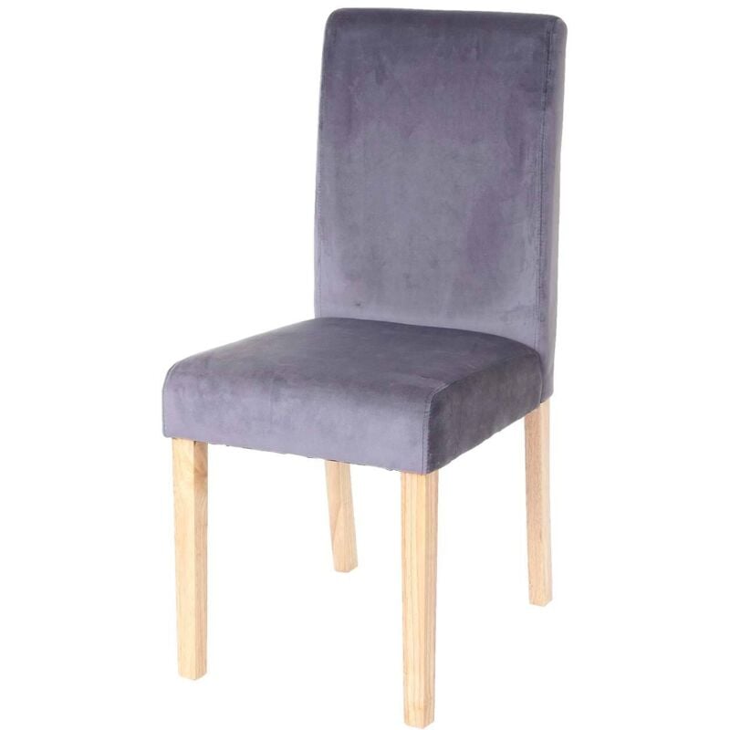 HHG - jamais utilisé] Chaise de salle à manger Littau, chaise de cuisine, velours, gris, pieds