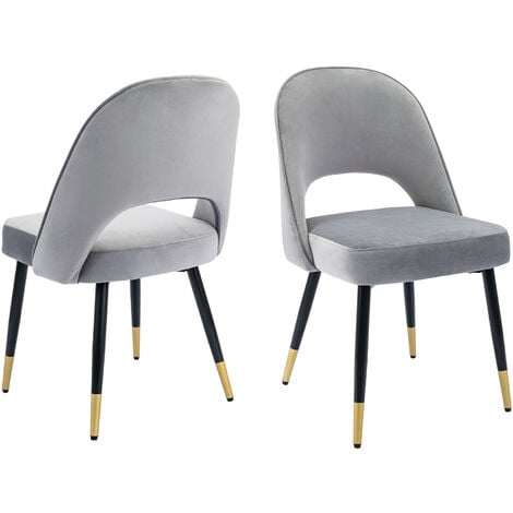 Chaise de Salle a Manger Lot de 2 Chaise de Salle à Manger en Velours Chaise Cuisine Moderne Chaise de Cuisine Chaises en Velours, Gris