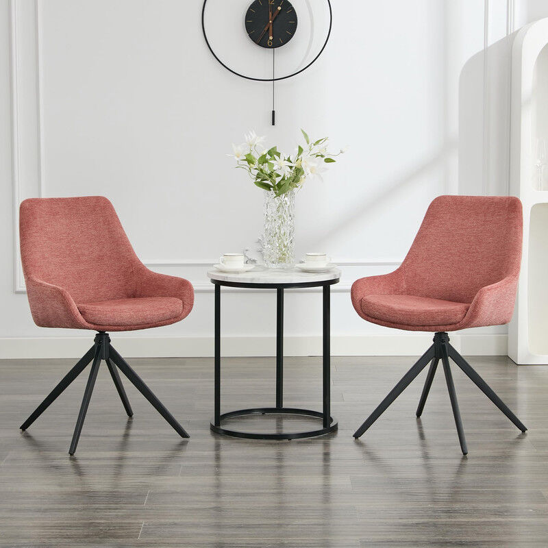 DYHOME Chaise de salle à manger (lot de 2), chaise rembourrée ergonomique, chaise pivotante, chaise de salle à manger sans bras,Rose