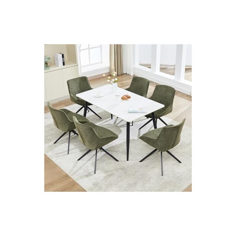 Dyhome - Chaise de salle à manger (lot de 6), chaise rembourrée ergonomique, chaise pivotante, chaise de salle à manger sans bras,Vert