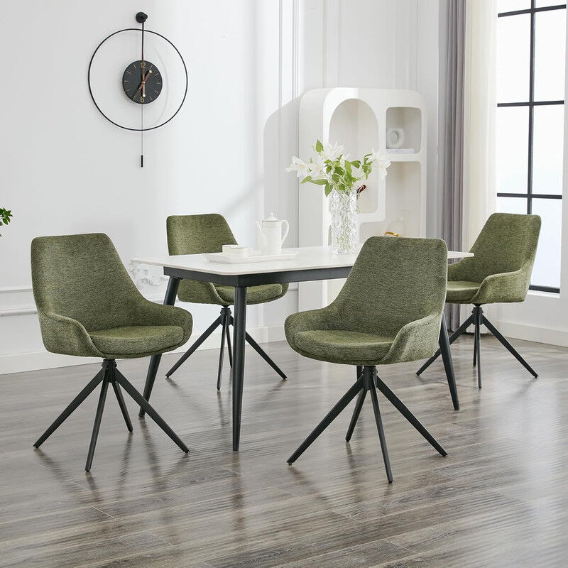 DYHOME Chaise de salle à manger (lot de 4), chaise rembourrée ergonomique, chaise pivotante, chaise de salle à manger sans bras,Vert