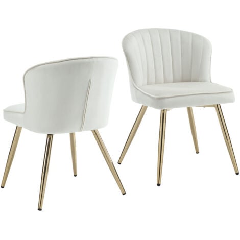 Chaise de Salle a Manger Lot de 2 Chaise Salle à Manger Moderne avec Coussin Épais Chaise de Cuisine avec Pied Doré, Velours, Beige