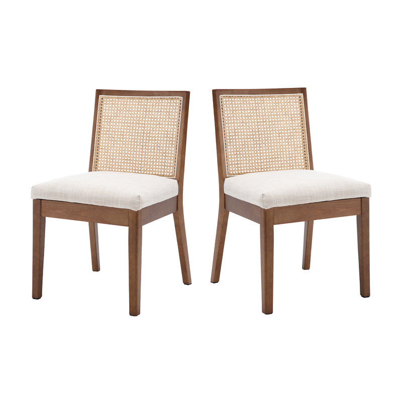 Wahson Office Chairs - Chaise de Salle à Manger Lot de 2 en Rotin et Bois Chaise Salle à Manger Rétro en Bois Massif Chaise de Cuisine Moderne, Noyer