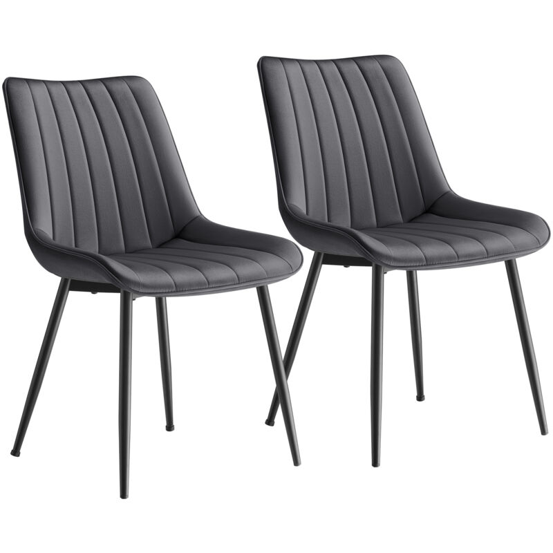 Songmics - Lot de 2 Chaise Salle à Manger, Velours, Chaise Cuisine, Supportant Jusqu'à 120 kg, Pied en Acier, Dossier Ergonomique, pour Salle à