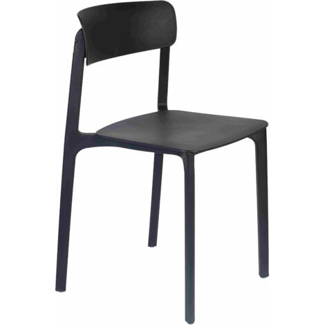 Chaise de salle à manger, Lot de 4 chaises en polypropylène Clive Noir en Plastique, BOITE A DESIGN