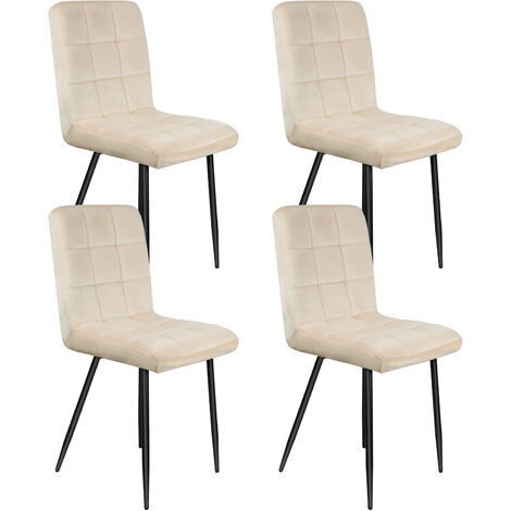 Chaise de salle à manger, lot de 4 chaises en velours, Siège rembourrée, tissu imitation daim, pieds en métal, charge 120 kg, pour salle à manger, salon, chambre,beige