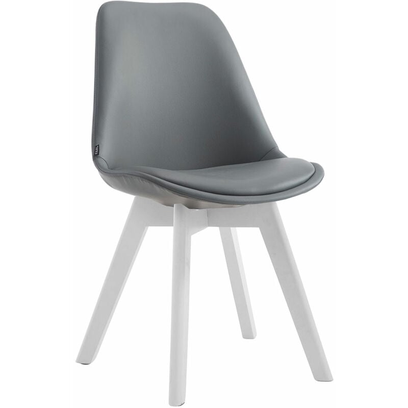 CLP - Chaise avec pattes blanches et siège ergonomique rembourré de différentes couleurs comme colore : Gris