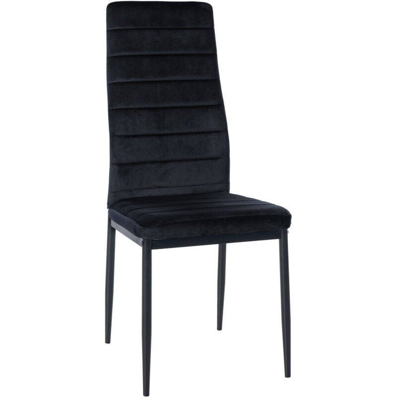 Décoshop26 - Chaise de salle à manger x1 design simple en velours noir avec couture décorative cadre en métal noir 100002060
