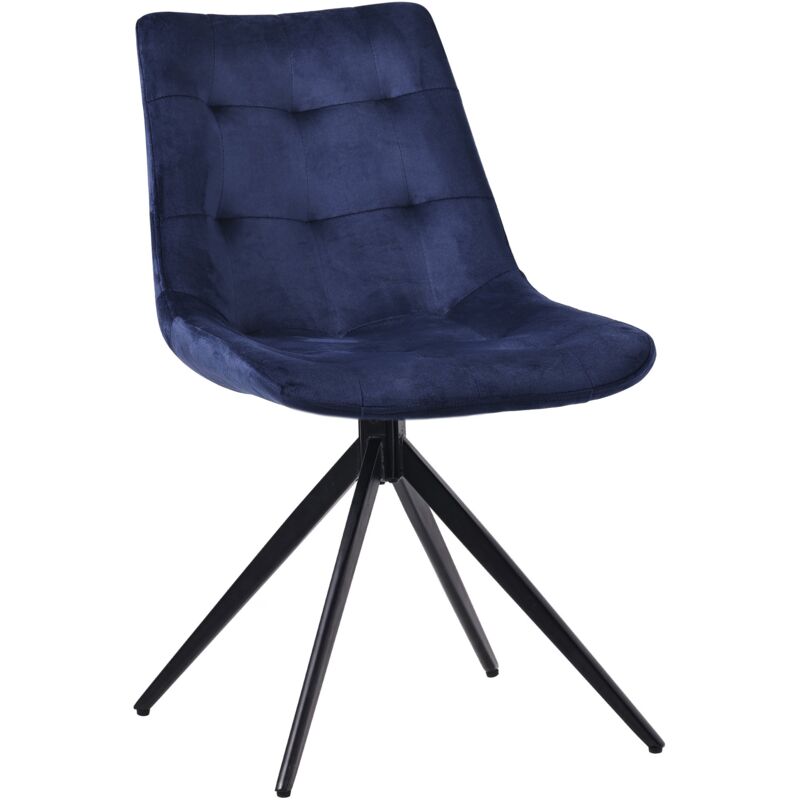 CLP - Chaise de salle à manger Merna Bleu foncé Velours